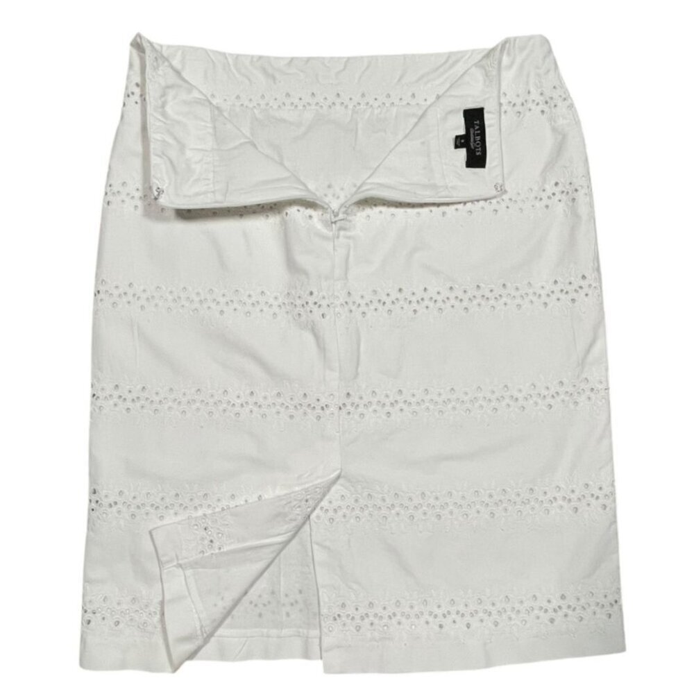 Talbots Women’s Eyelet Lined Pencil Skirt White Size 8 - Picture 4 of 6